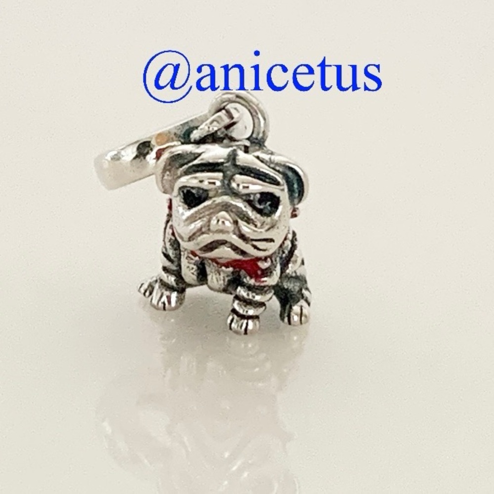 NWOT Cute Pug Dog Pet Dangle Charm 925 Sterling Silver